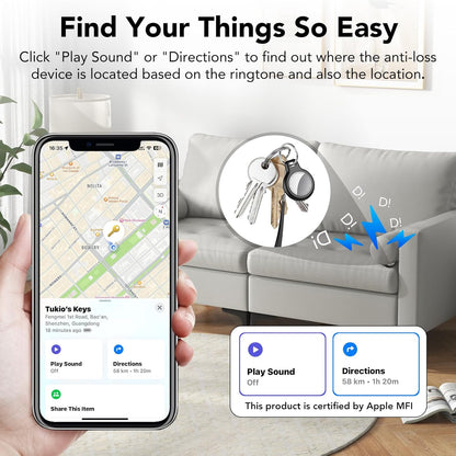 2025 New [Apple MFi Certified] (iOS Only) Air Tracker Tag-4 Pack, Bluetooth Tracker for Apple Find My, Replaceable Battery, Key Finder and Item Locator Smart Tag for Keys, Bags, Luggage, Pets, (Blue)