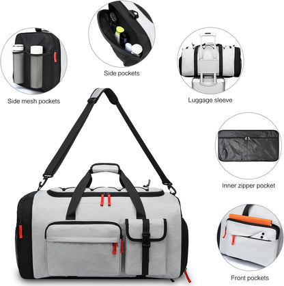 Lyweem Large Duffle Bag Backpack for Travel, 70L Heavy Duty Gym Duffel Bag with Shoes Compartment for Men & Women, Weekender Overnight Sports Backpack for Traveling
