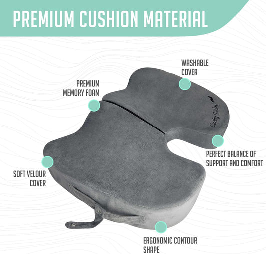 Premium Foldable Travel Seat Cushion - for Relief of Lower Back, Sciatic, Butt and Tailbone Pain - for Home & Office Use, Perfect for Travel or Driving - Coccyx Seat Cushion