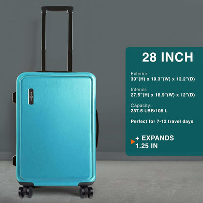 Luggage Sets 3 Piece, 22 Inch Carry on Luggage and 28 Inch Suitcases with Wheels Spinner, Durable Hard Shell Suitcase Set, Expandable Travel Suitcase, Teal