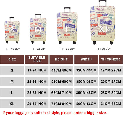 WUJIAONIAO Travel Luggage Cover Baggage Suitcase Cover Protector Skins 18-32 Inch (Stamp pattern A13, L (for 25-28 inch luggage))