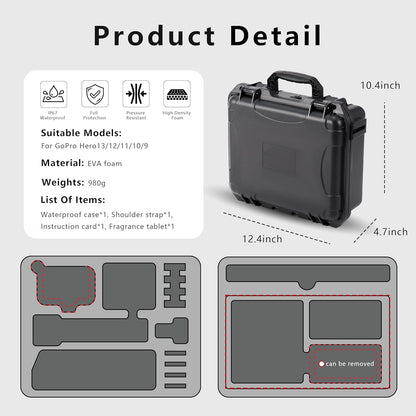 Hard Case Organizer For Gopro Hero 13/12/11/10/9/8 Media Mod/Volta/Protective Housing/Chest Mount Creator Edition/Handler Dual Battery Charger Accessories Waterproof Travel Storage Carrying Case