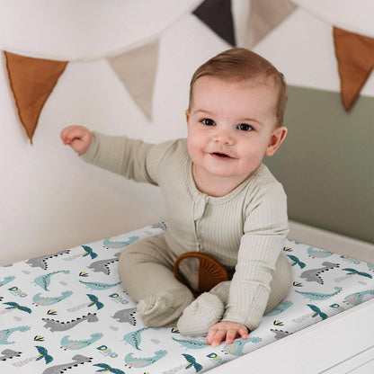 BROLEX Changing Pad Covers for Baby: Boy Girls Ultra Stretchy Soft 2 Pack Dinosaur Lion