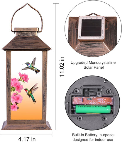 Solar Lanterns Outdoor Waterproof Hummingbird, Garden Decor Birthday Gifts for Women Mom Grandma Sister, Hanging LED Plastic Solar Lights Outside Decorative for Yard Patio Backyard Lawn Decorations