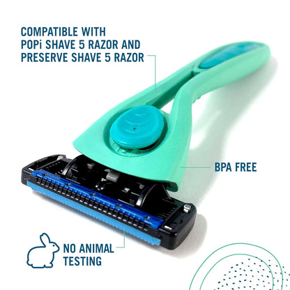 Preserve Shave 5 Five Blade Refillable Razor, Made from Recycled Materials, Sunshine Yellow
