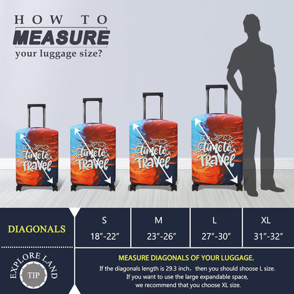 Explore Land Luggage Cover Suitcase Protector Fits 31-32 Inch Case (Time to Travel, XL)