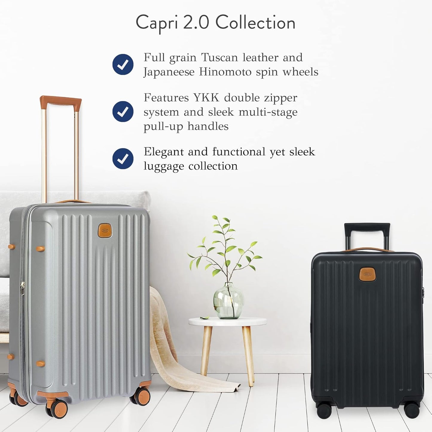 Bric's Capri 2.0 21-Inch Spinner - Luxury Carry On Luggage With Spinner Wheels - Lightweight Suitcases with Wheels Made From Durable Polycarbonate - Matte Black