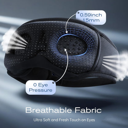 3D Sleep Mask with Bluetooth Headphones, Sleeping Headphones for Side Sleepers, Wireless Music Eye Mask with Ultra-Thin Stereo Speakers for Men, Women, Tech Gifts, Deep Blue
