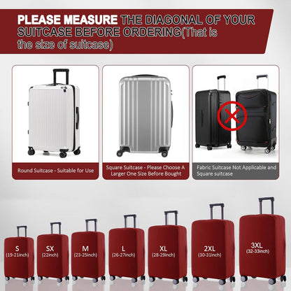 Travel Luggage Cover Suitcase Protector Scratch-Resistant Fit 19-31 Inch Suitcase, Not Included Suitcase (Claret, S(19-21 inch))