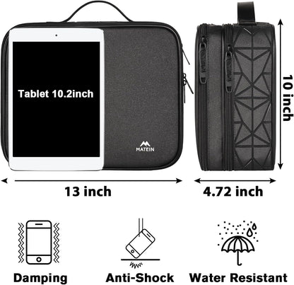 MATEIN Cord Organizer Case with Adjustable Divider, DJ Cable File Bag for DJ Gear, Sound Instrument and Music Equipment Accessories, Shockproof Portable Double Layer Cord Bags, Black