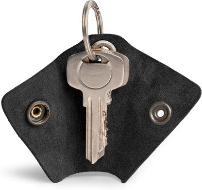 Hide & Drink Full Grain Leather Wrap Keychain, Organizer Snap Closure, Key Ring Cover, Silencer Sleeve Key Holder for Men