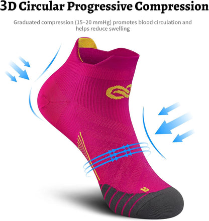 PAPLUS Ankle Compression Sock for Men and Women 2/4/6 Pairs, Low Cut Compression Running Sock with Ankle Support