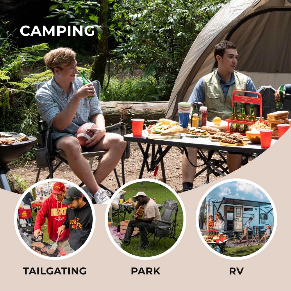 Heavy Duty Portable Folding Camping Chair for Adults with Padded | for Outdoor & Sports, Backpacking, Beach, Lawn, Hunting, Tailgating, Fishing | Supports 400 Lbs (Single, Beige)