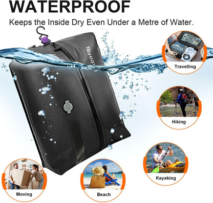 Niveaya Vacuum Bags for Travel with Wireless Pump, Reusable Compression Storage Bags for Suitcases & Closet, Space Saver, Waterproof & Durable
