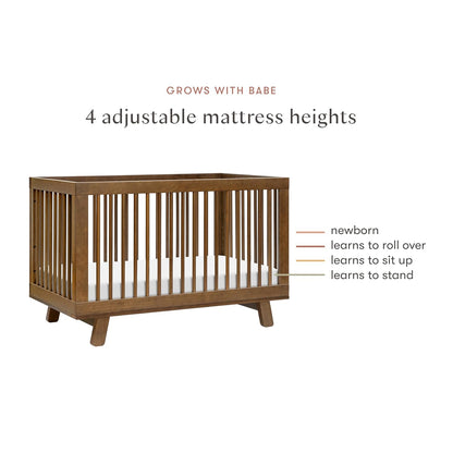 babyletto Hudson 3-in-1 Convertible Baby Crib with Toddler Bed & Daybed Conversion - Strong, Durable & Easy to Assemble - GREENGUARD Gold Certified w/ 4 Adjustable Mattress Heights - Natural Walnut