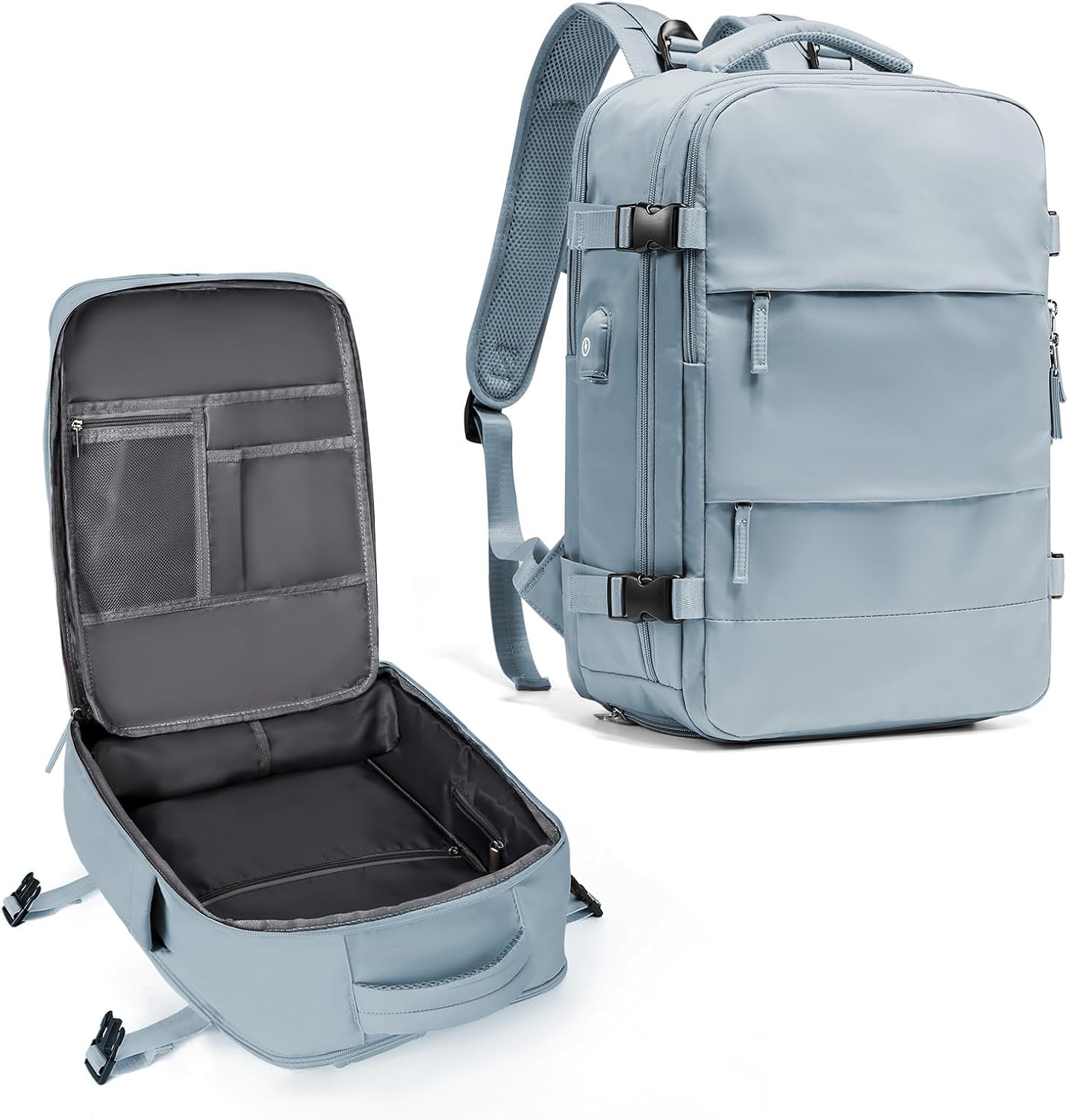 coowoz Travel Backpack For Women Men,Carry On Backpack,Hiking Backpack Waterproof Outdoor Sports Rucksack Casual Daypack travel essentials（Gray Blue）