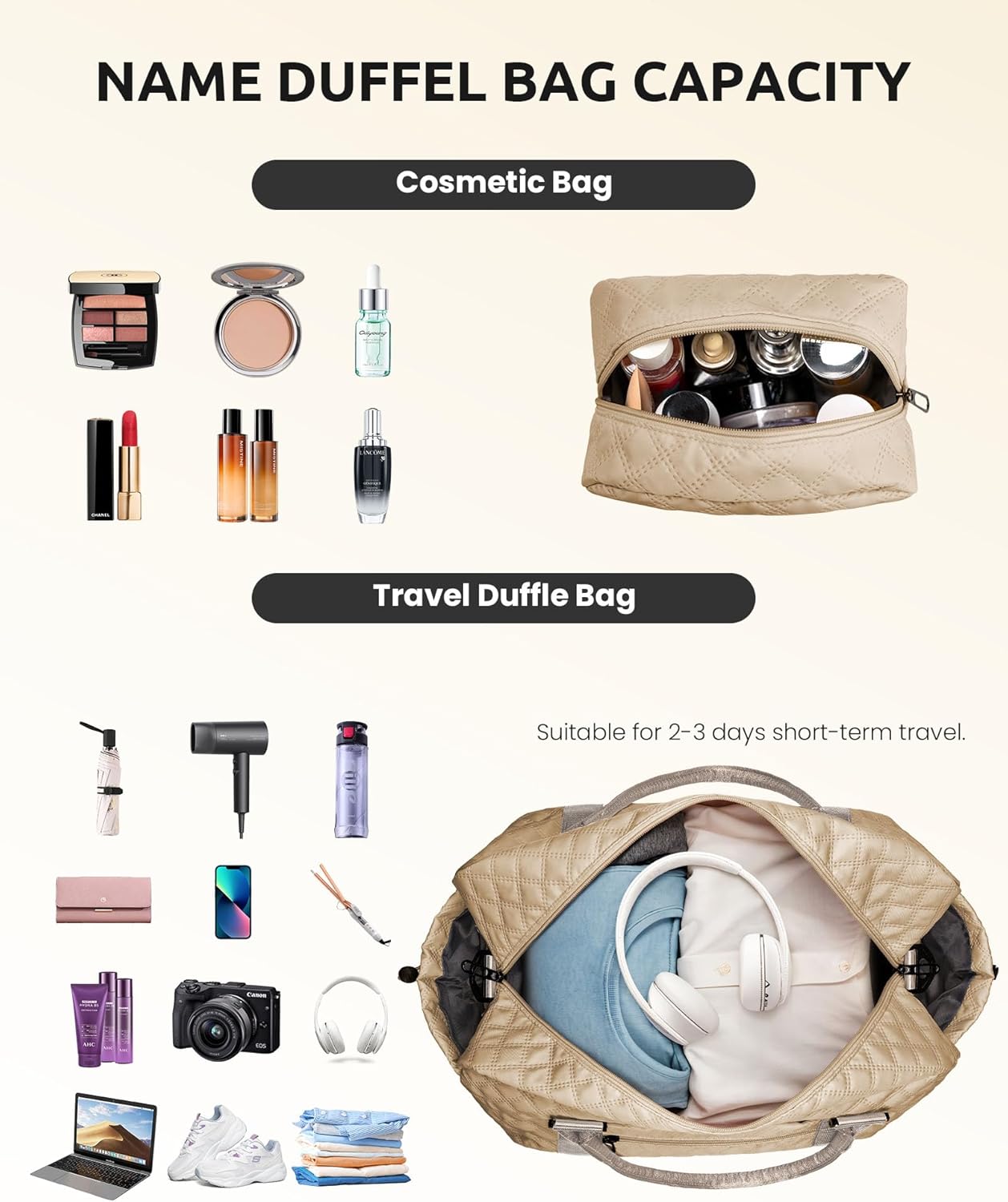 Stuff for Girls 17-18, Gifts for Women-Initial Travel Bag with Shoe Compartment, Personalized Weekender Bag, Monogram Overnight Bag for Women, Letter Travel Bag with Makeup Bag (Letter W)
