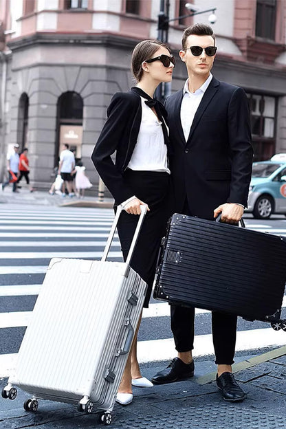 HotWay 22 Inch Checked in Luggage with Aluminum Frame,PC Hard Shell Suitcase with Spinner Wheels and TSA Lock, Large Suitcase for Travel, White