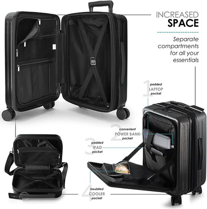 Hard Shell Luggage Sets with Spinner Wheels 4 Piece, Expandable Large Suitcases with TSA Lock, Travel Large Suitcase Set, Black Luggage Set