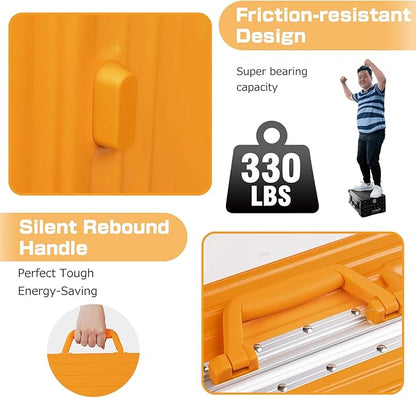 AnyZip Luggage Aluminium Frame Suitcase PC ABS Hard Shell TSA Lock No Zipper 24In Orange