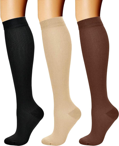 CHARMKING Compression Socks for Women & Men Circulation (3 Pairs) 15-20 mmHg is Best Support for Athletic Running Cycling