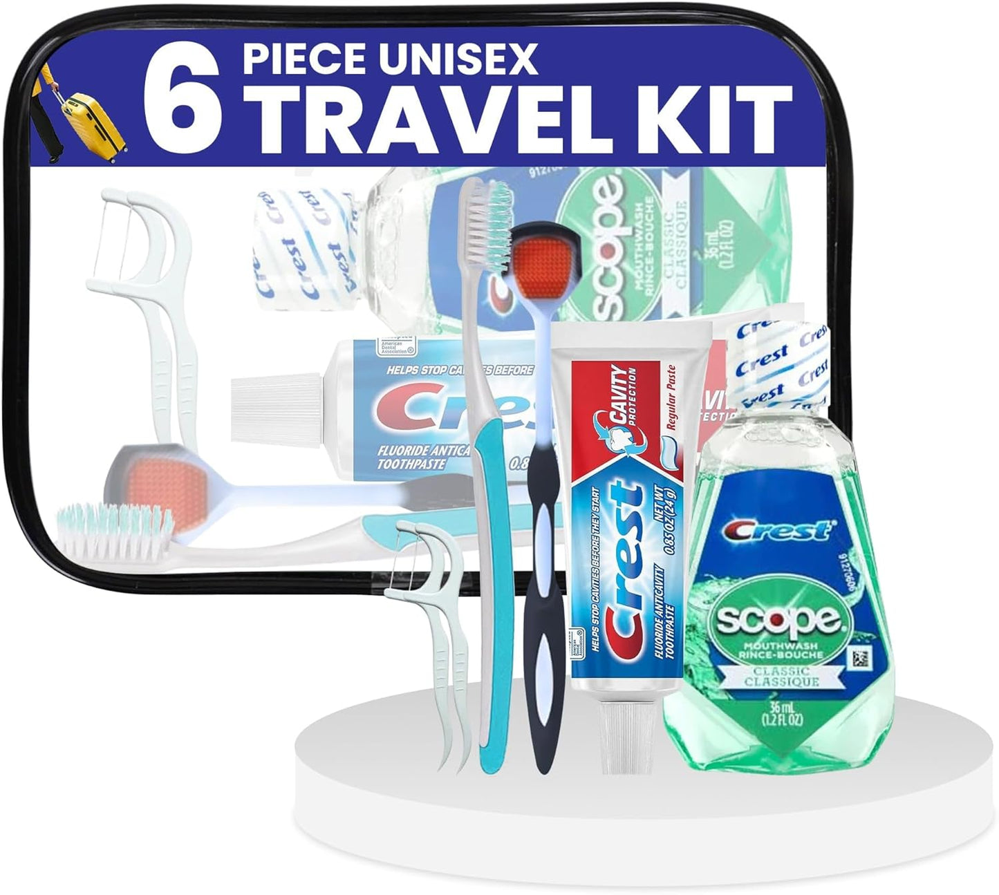 Trektote 6-Piece Travel Size Toothbrush and Toothpaste Set (100 pack) - TSA Approved Toothbrush Travel Kit - Includes Toothpaste and Mouthwash - Dental Oral Care Kit