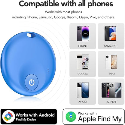 FindTag Duo - Dual System Tracker for iOS or Android, Bluetooth Tracking Tag/Key Finder/Luggage Tracker/Item Locator, Compatible with iOS Find My or Google Find Hub App (Bule)