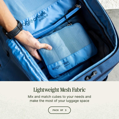 Eagle Creek Pack-It Reveal Cube Set - Packing Cubes for Compartmentalizing Luggage - Durable - Ultra-Lightweight - Water-Resistant - Easy Grab Zipper Pull - Mesh Windows - Blue Dawn - XS/S/M