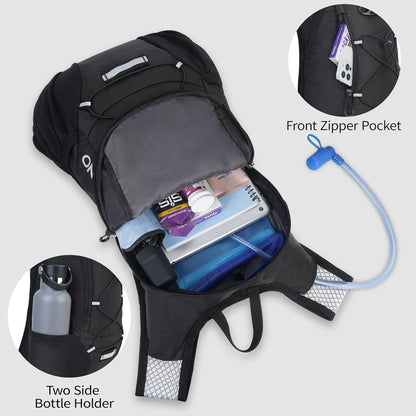 Lightweight Hydration Backpack, Running Backpack with 2L Water Bladder, Hydro Water Daypack for Cycling Hiking Rave for Men Women