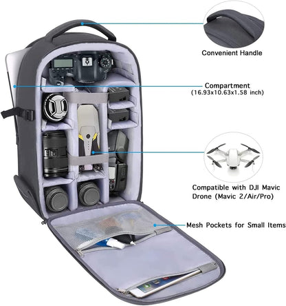 MOSISO Camera Backpack, DSLR/SLR/Mirrorless Photography Camera Bag 15-16 inch Waterproof Hardshell Case with Tripod Holder&Laptop Compartment Compatible with Canon/Nikon/Sony, Gray