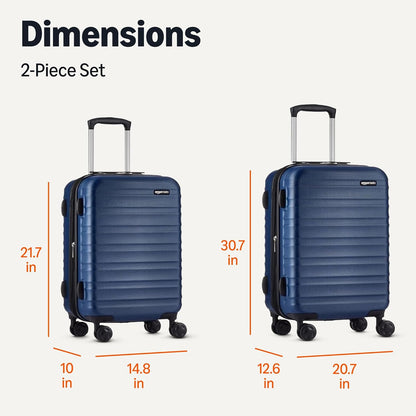 Amazon Basics 2-Piece Set (21", 30"), Hardshell Suitcases With Wheels, Expandable For Up to 25% More Space, With Scratch-Resistant Surface, Four Multi-directional Wheels, Navy Blue