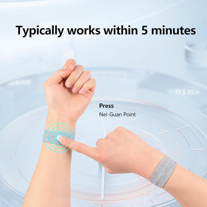 Motion Sickness Wristband, Anti-Nausea Acupressure Wrist Band for Nausea Relief, Dizziness and Vomiting from Car Sea Boat Flying Travel Sickness for Adults and Kids (Grey, Large, 2 Pairs)