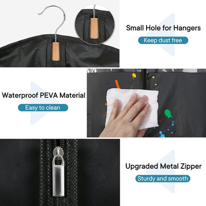 5 Pack - Moucas 50" Black Garment Bag, Mens Suit Bags for Closet Storage and Travel, Garment Bags for Hanging Clothes, Suit Cover Bags with Zipper for Coats, Dresses, Shirts