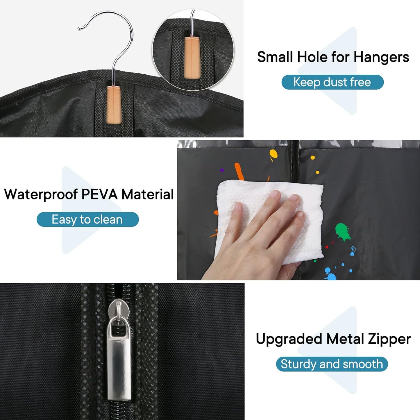 43" Suit Bags for Closet Storage and Travel, Garment Bags for Hanging Clothes, Suit Garment Bag for Men, Black Suit Cover Bags with Clear Window for Coats, Jackets, Shirts（5 Packs）