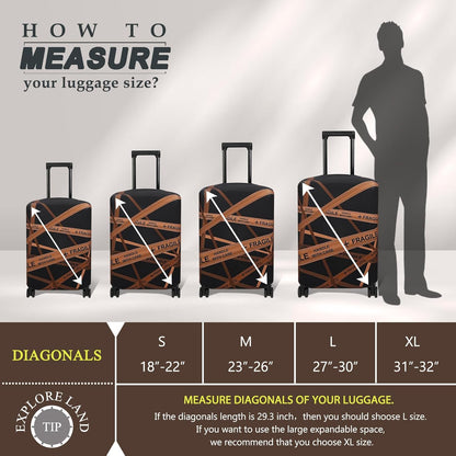 Explore Land Travel Luggage Cover Suitcase Protector Fits 18-22 Inch Case (Gold Fragile, S)