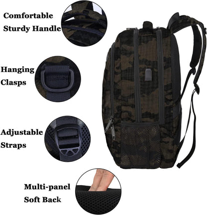 MATEIN 15.6 Inch Laptop Backpack, Sturdy Business Travel Laptop Bagpack with USB Charging Port, Sturdy Carry On Water-Resistant Daypack for Work College Bookbag Men Women Computer Backpack