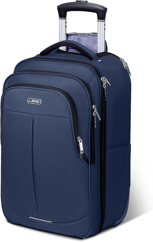 Rolling Backpack for Adults,18 Inch Waterproof Carry on Backpack with Wheels,Wheeled Backpack Carry on Luggage,Trolley Laptop Backpack with Wheels, Navy Blue Large