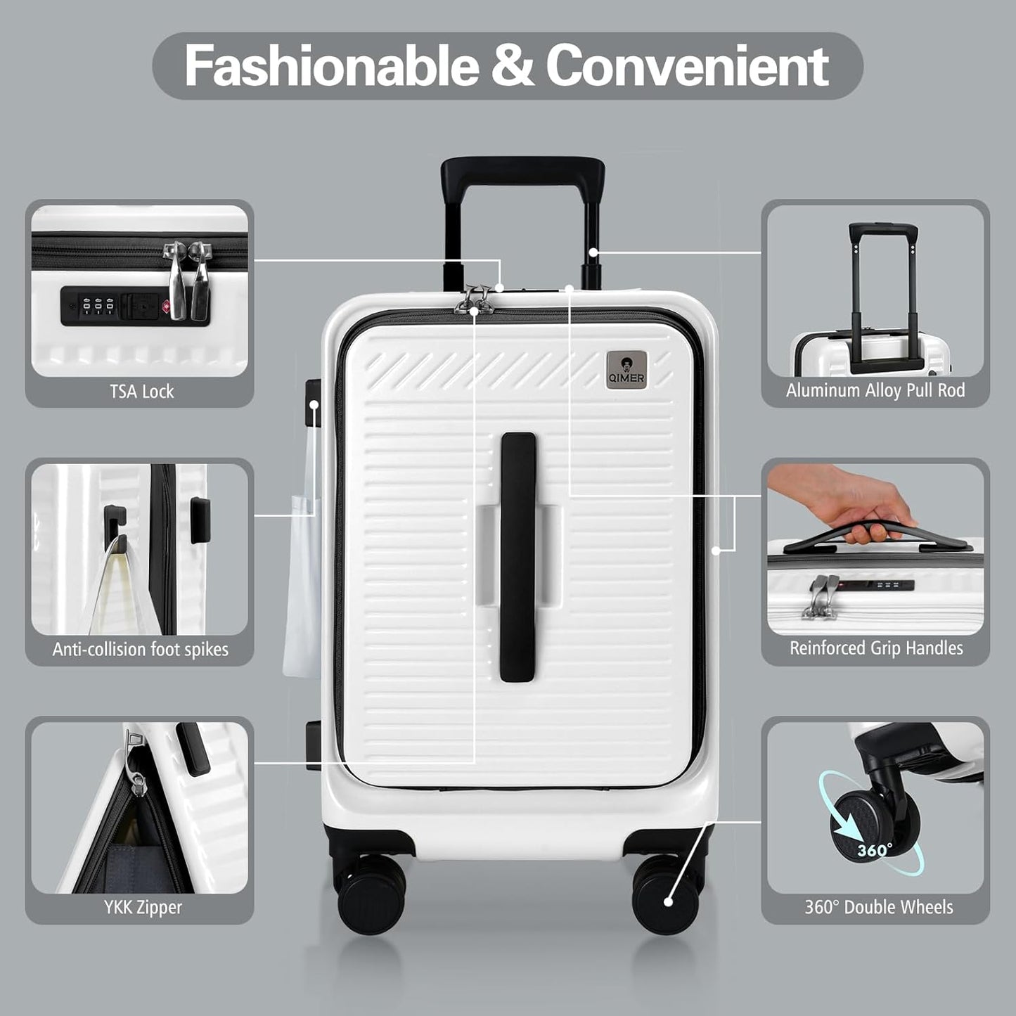 20 Inch Luggage with Spinner Wheels,Expandable Front Opening Suitcase 100% PC Hard Shell TSA Lock, Smooth Rolling Wheels, Lightweight Travel for Men and Women, Y03 Yellow Slightly Larger
