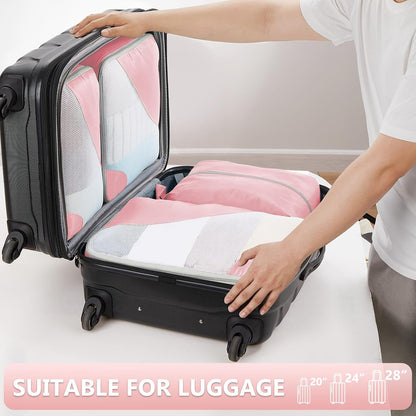 8 Set Packing Cubes for Travel, Gifts for Women Mom,Anti-Tearing Suitcase Organizer for Luggage with Shoe & Hanging Toiletry Bag,OlarHike Vacation Essentials & Accessories for Cruise Ship,Dream Pink
