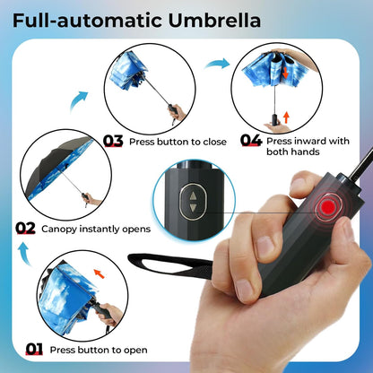 LLanxiry Compact Travel Umbrella, Mini Windproof Umbrellas for Rain & Sun, Small Lightweight Outdoor UV Umbrella, Portable Folding Umbrellas for Travel