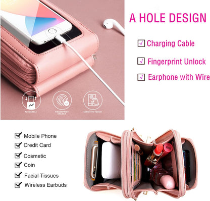 Crossbody Cellphone Purse Women Touch Screen Bag RFID Blocking Wallet Handbag Shoulder Strap