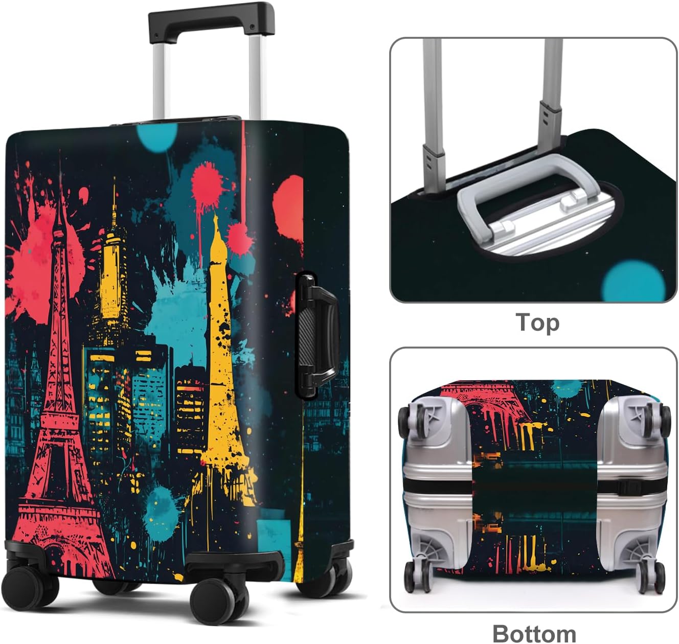 Luggage Cover Washable Suitcase Protector Anti-scratch Suitcase cover Fits 20-34 Inch Luggage (Tower-4, S(20-22inch suitcase))