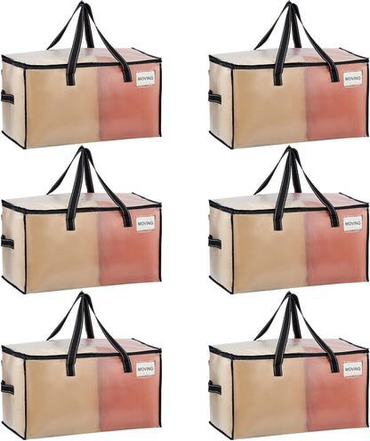 VENO 6 Pack Moving Bags, Comforter and Blanket Storage Bags for Closet, Moving Boxes, Boxes with Lids Alternative, College Dorm Packing Supplies, Foldable Heavy-Duty Tote with Window (Clear, 6 Pack)