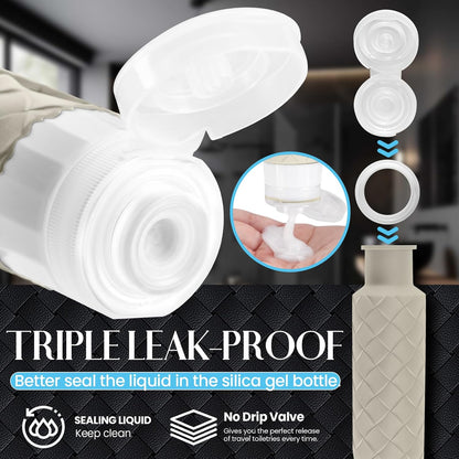 Travel Bottles for Toiletries, TSA Approved Silicone Travel Size Containers for Toiletries, BPA Free Leak Proof Refillable Essentials Accessories, Shampoo and Conditioner Bottles (Cream)
