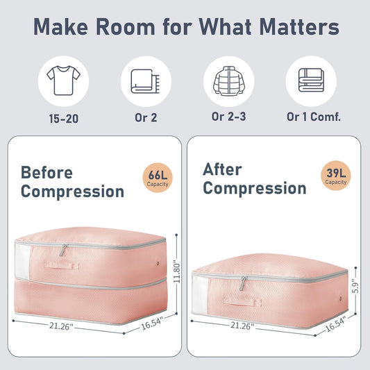 DIMJ Comforter Storage Bag 6 Pack - Blanket Storage Organizer Compression Bags, Large Capacity Ultra Space Saving Self Compression Organize for Bedding, Pillow, Duvet, Sheet Storage with Zipper Window