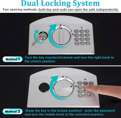 Dalmbox Portable Metal Safe Box with Digital Code Lock,Fire Resistant Storage for Documents, Fireproof Safe Box, Car, Home, Office and Outside, Black Box
