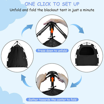 Sleep Tent for Pack N Play, Baby Sleep Tent One-Click Assembly Effective Light Blocking Tent for Sleep Pod & Mini Crib, Light Blocking Tent for Babies and Toddlers