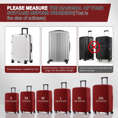 Travel Luggage Cover Suitcase Protector Scratch-Resistant Fit 19-31 Inch Suitcase, Not Included Suitcase (Claret, S(19-21 inch))