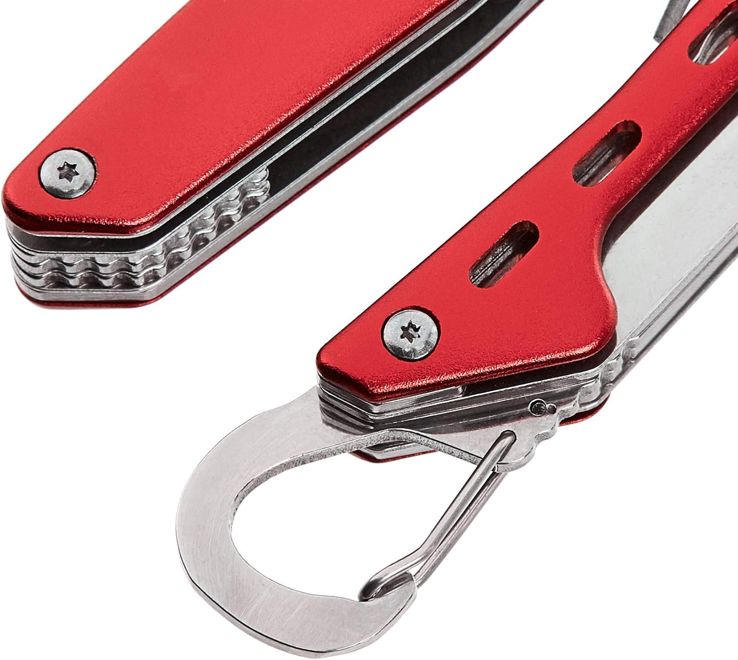 Amazon Basics 10-in-1 Stainless Steel Multitool Safety Lock with Nylon Sheath, Red