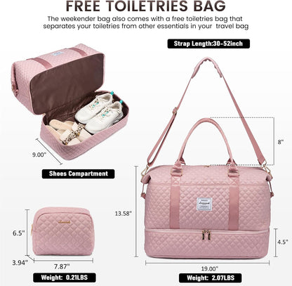 LOVEVOOK Travel Duffle Bag,Weekender Bags for Women with Shoe Compartment，Carry on Overnight Bag with Toiletry Bag,Gym Duffel Bag with Wet Pocket, Hospital Bags for Labor and Delivery
